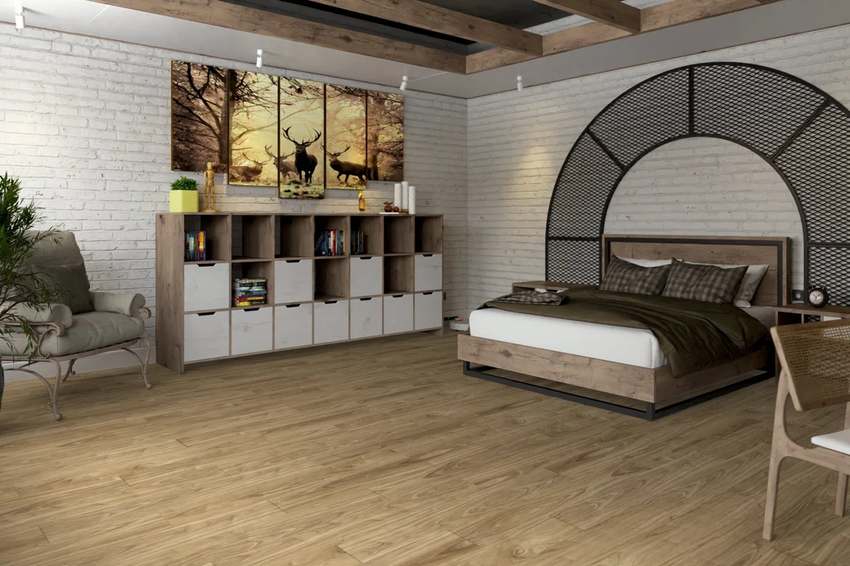 Кварцвиниловая плитка Damy Floor клеевая Family LVT Орех Европейский 0036-2-LVT 1227×187×2,5
