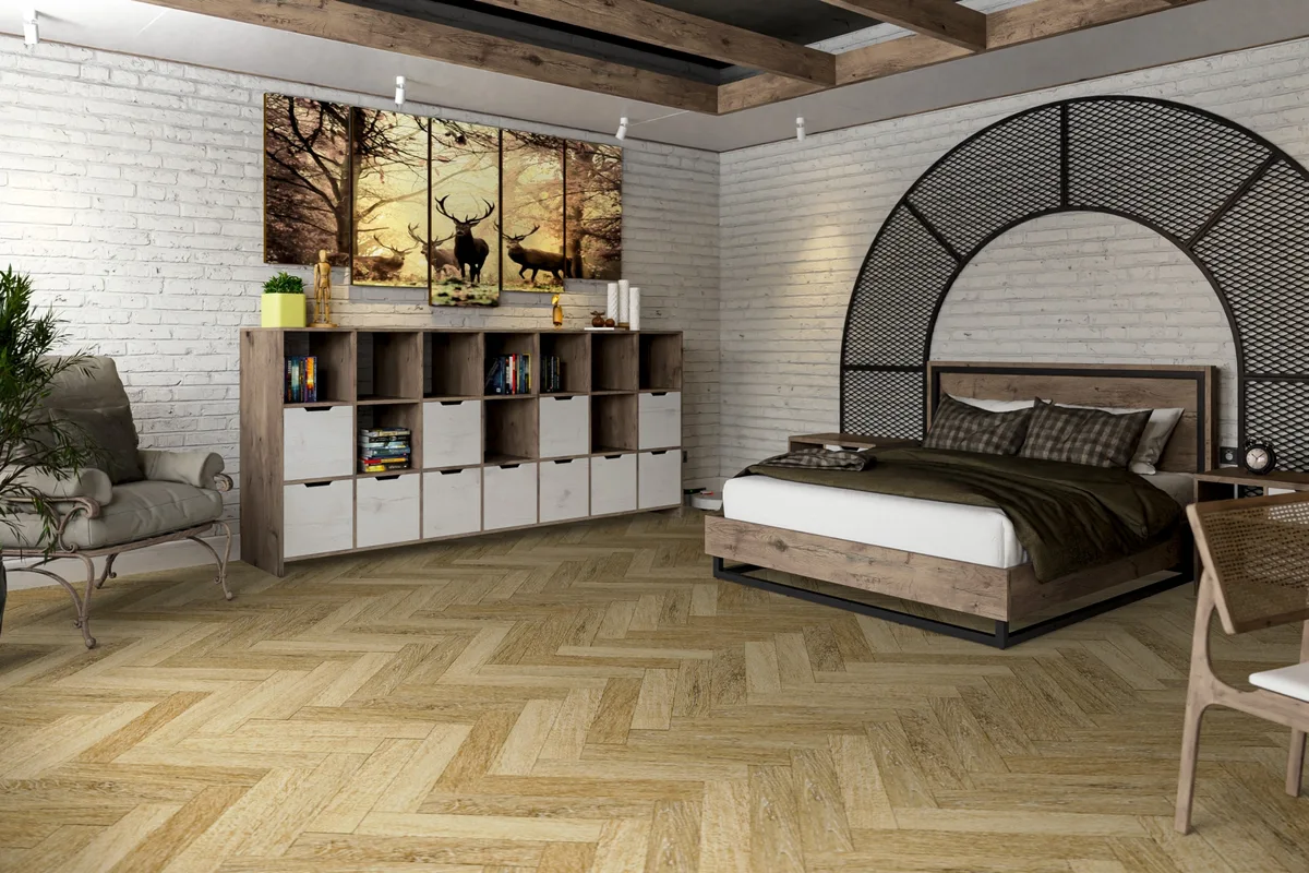 Кварцвиниловая плитка Damy Floor клеевая London LVT Эдинбург 191023EL-13-LVT венгерская елка 590×118×2,5