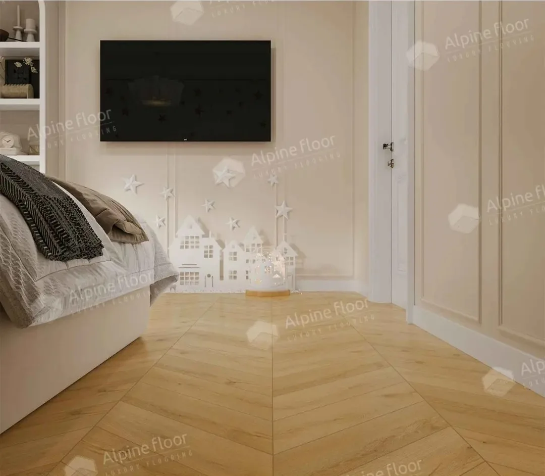 Кварцвиниловый SPC ламинат Alpine Floor Chevron Alpine Caldo ECO 18-20 французская елка 600×127×5