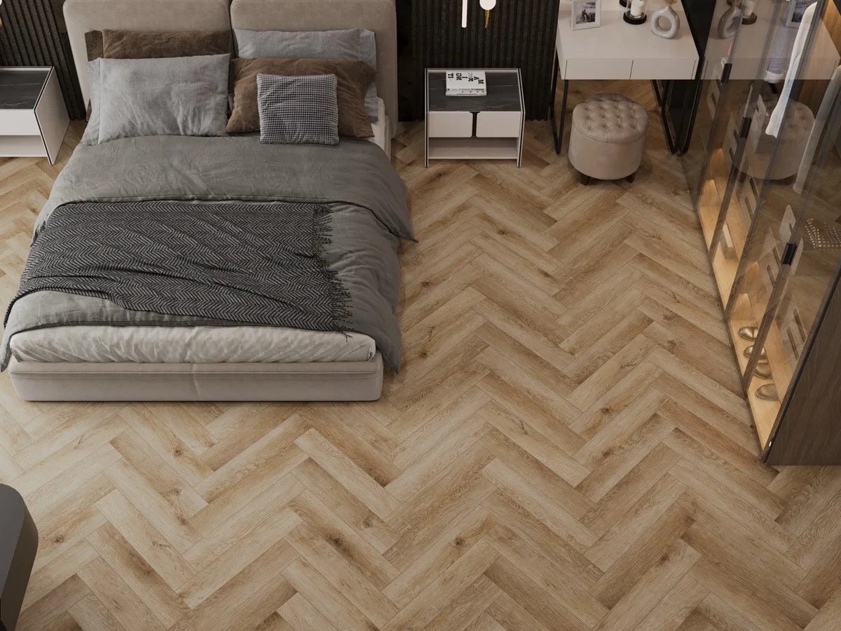 Кварцвиниловая плитка Cronafloor клеевая Herringbone Дуб Монпелье H LVT 004 венгерская елка 640×128×2,5