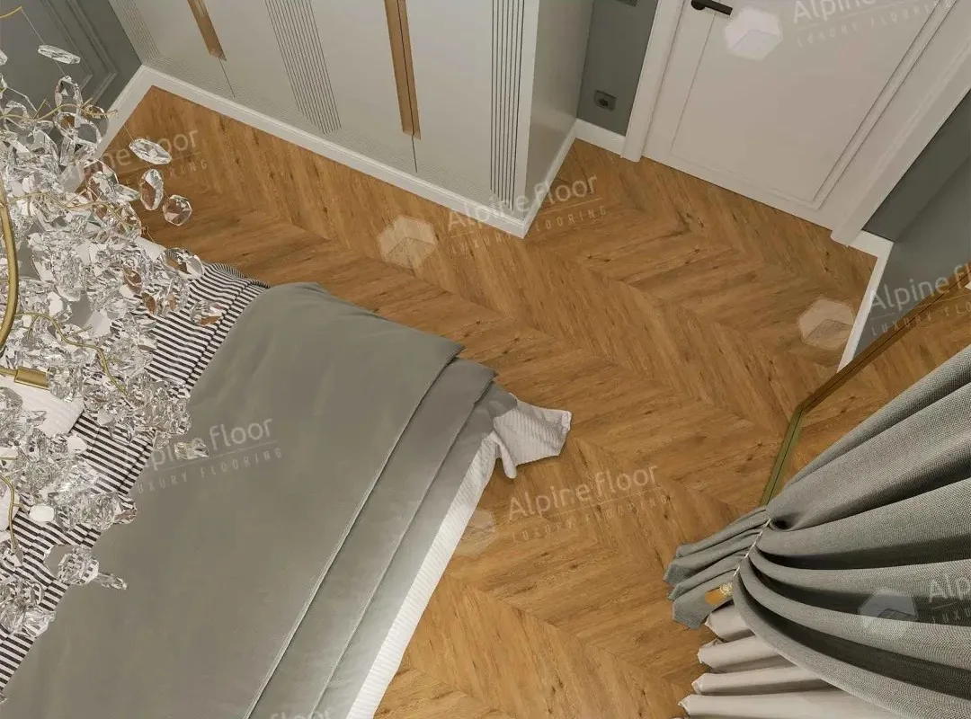 Кварцвиниловый SPC ламинат Alpine Floor Chevron Alpine Tesoro ECO 18-16 французская елка 600×127×5