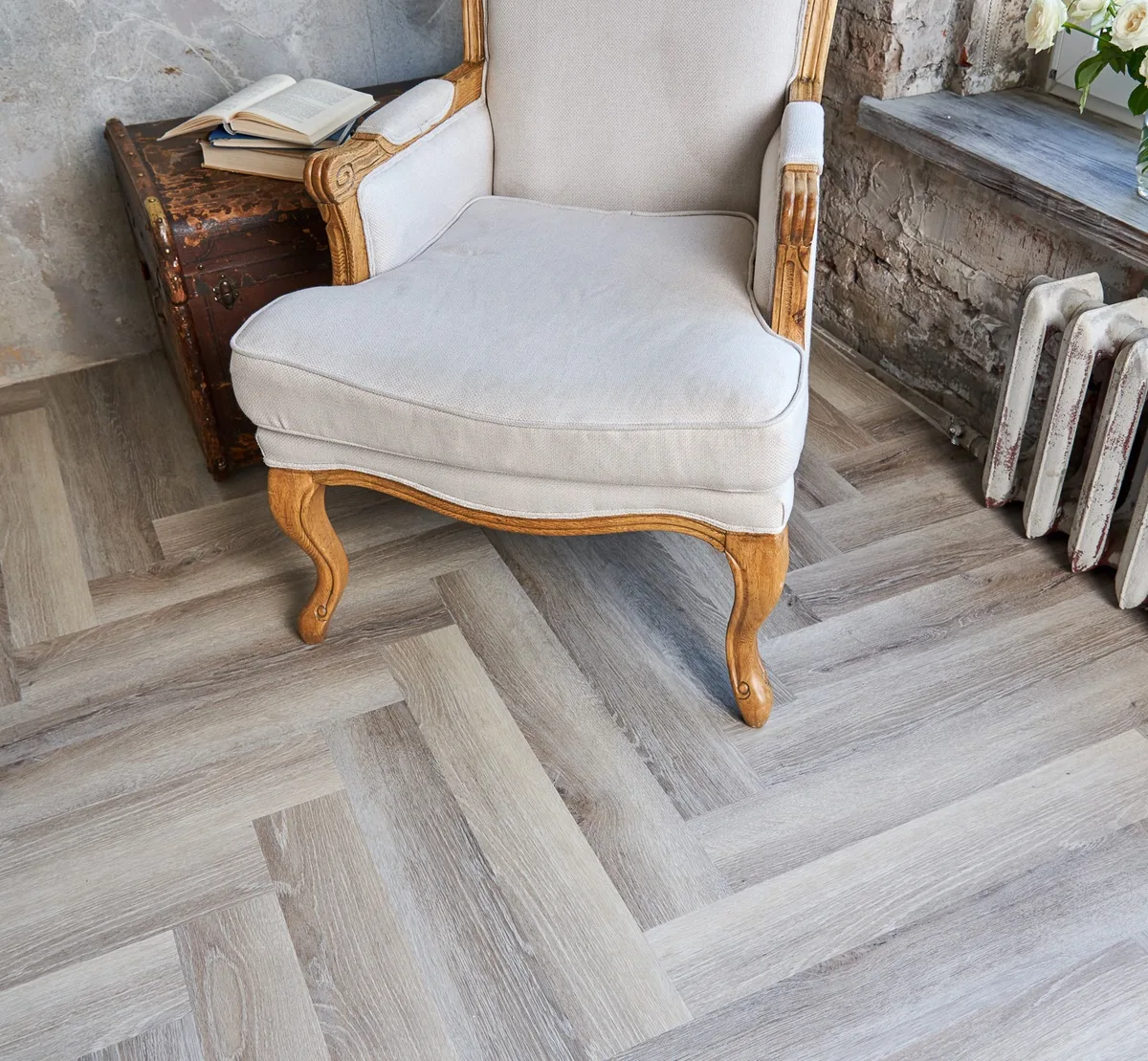 Кварцвиниловая плитка Vinilam клеевая Parquet Herringbone Glue Паркет Эрмитаж GD11122 венгерская елка 762×152,4×2,5