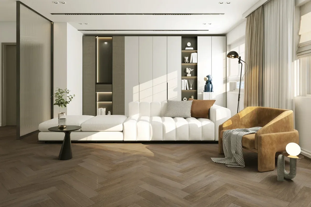 Кварцвиниловый SPC ламинат Home Expert Parquet Дуб Ливингстон 33-3009 венгерская елка 615×123×3,5