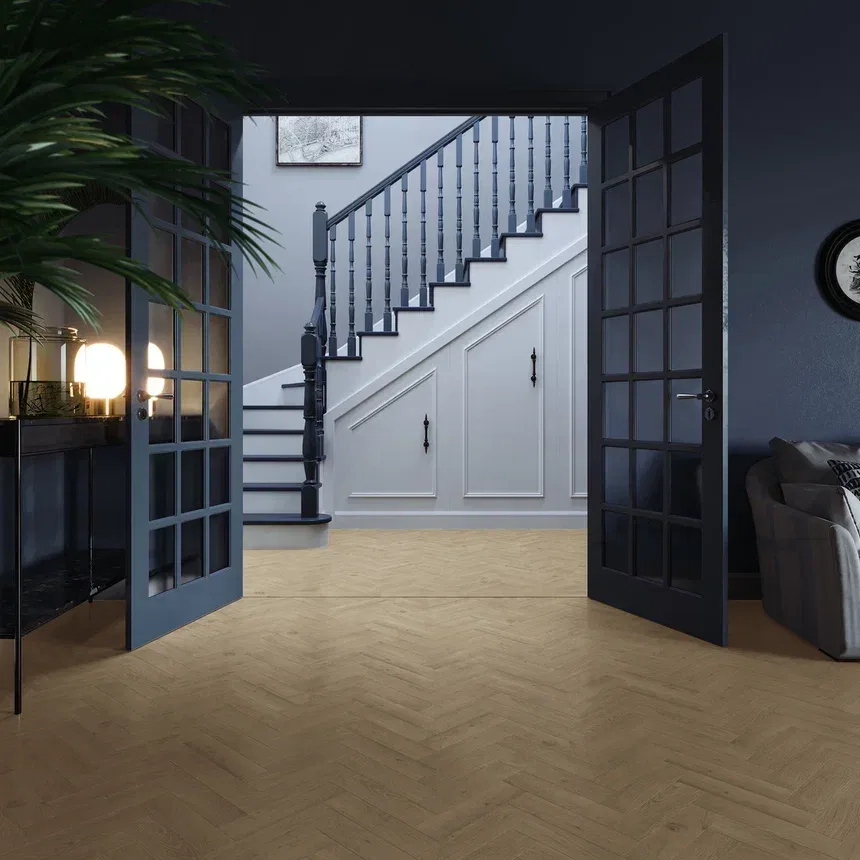 Кварцвиниловая плитка Invictus клеевая Maximus Herringbone Highland Oak Classic венгерская елка 749×150×2,5