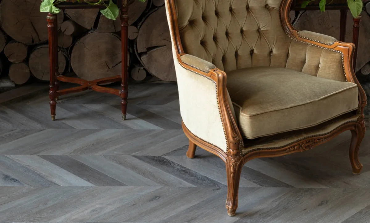 Кварцвиниловая плитка Vinilam клеевая Parquet Chevron Glue Шеврон Легран RI444515CL4 французская елка 690×115×2,5
