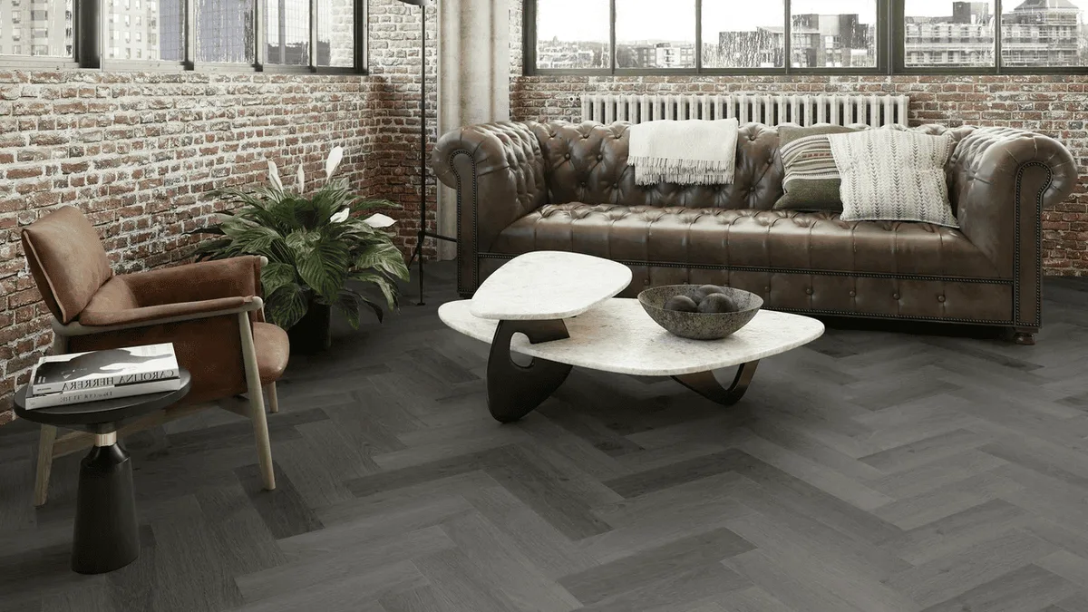 Кварцвиниловая плитка Invictus клеевая Maximus Parquet Highland Oak Ebony венгерская елка 406×102×2,5