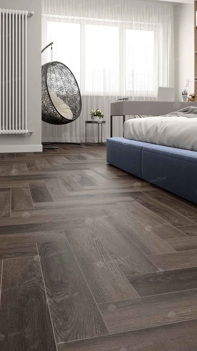 Кварцвиниловая плитка Alpine Floor клеевая Parquet LVT Фафнир ECO 16-16 венгерская елка 590×118×2,5
