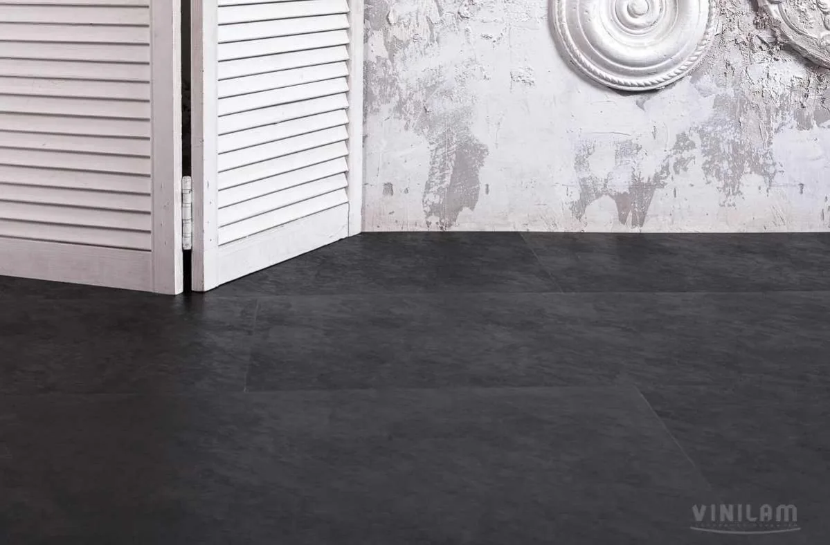 Кварцвиниловая плитка Vinilam клеевая Ceramo Stone Glue Сланцевый Черный 61607 950×475×2,5