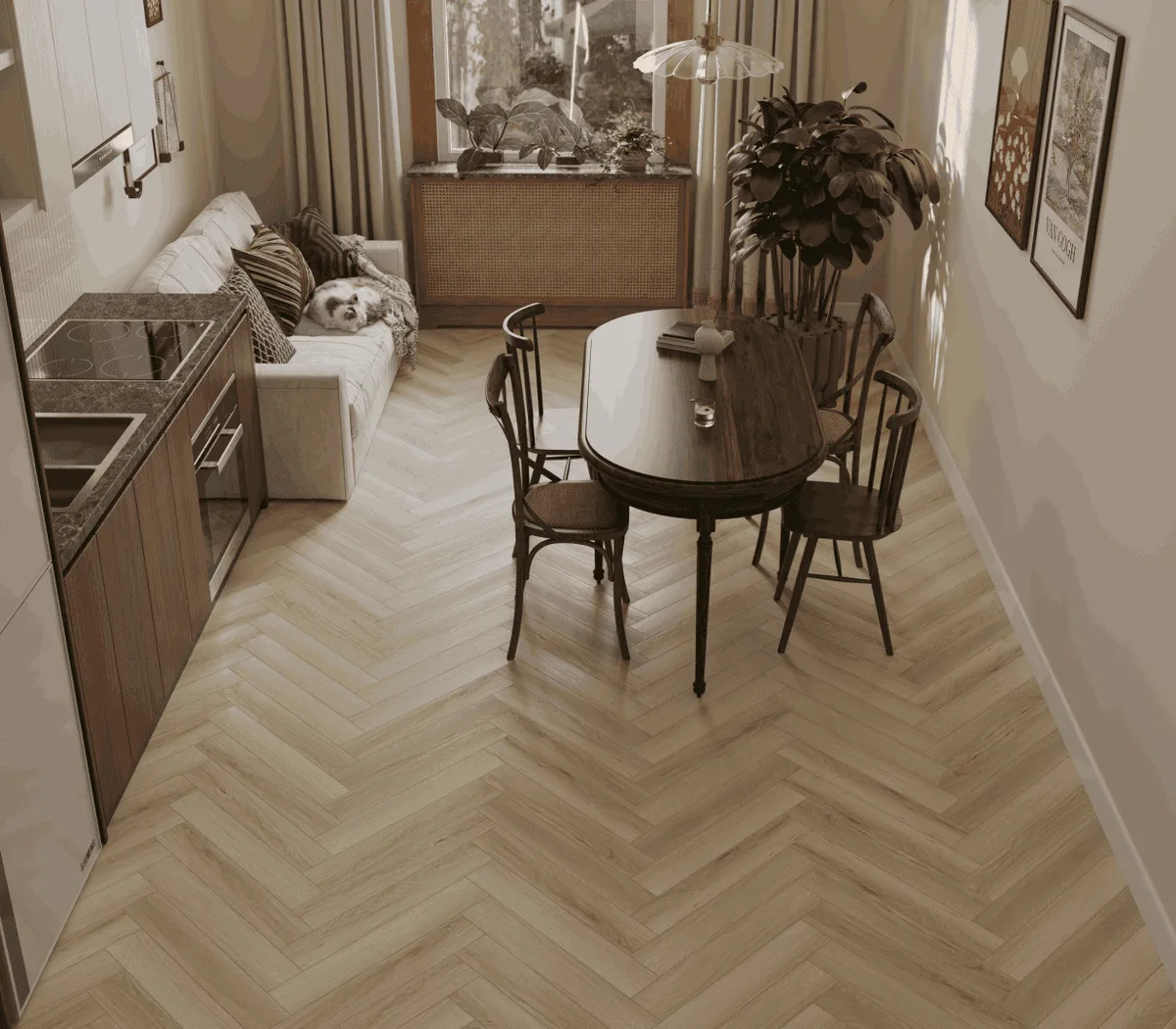 Ламинат Norland Herringbone Elegant 10 Дуб Иония LF306-33 венгерская елка 600×100×10