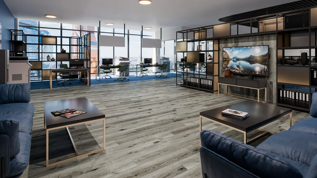 Кварцвиниловая плитка Damy Floor клеевая Family LVT Дуб Состаренный Серый T7020-5D-LVT 1227×187×2,5
