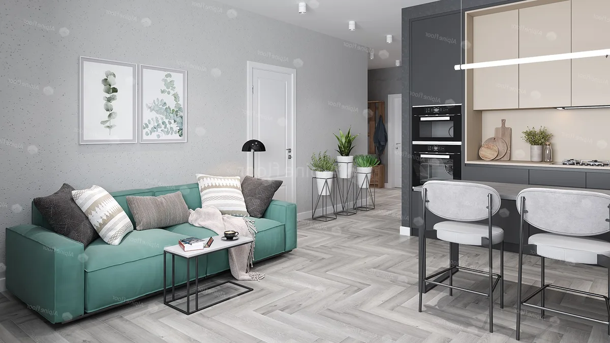 Кварцвиниловый SPC ламинат Alpine Floor Parquet Light Дуб Лейтена ECO 13-18 венгерская елка 600×125×4