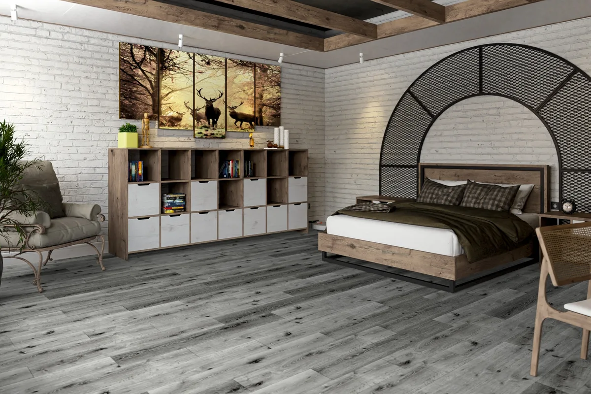 Кварцвиниловый SPC ламинат Damy Floor Family Дуб Сильвер T7020-23 1220×180×4,2