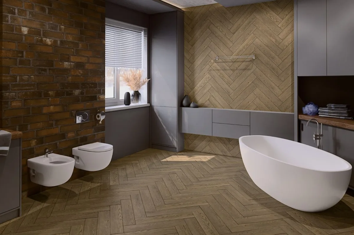 Кварцвиниловая плитка Damy Floor клеевая London LVT Ноттингем 0030-6L-LVT венгерская елка 590×118×2,5