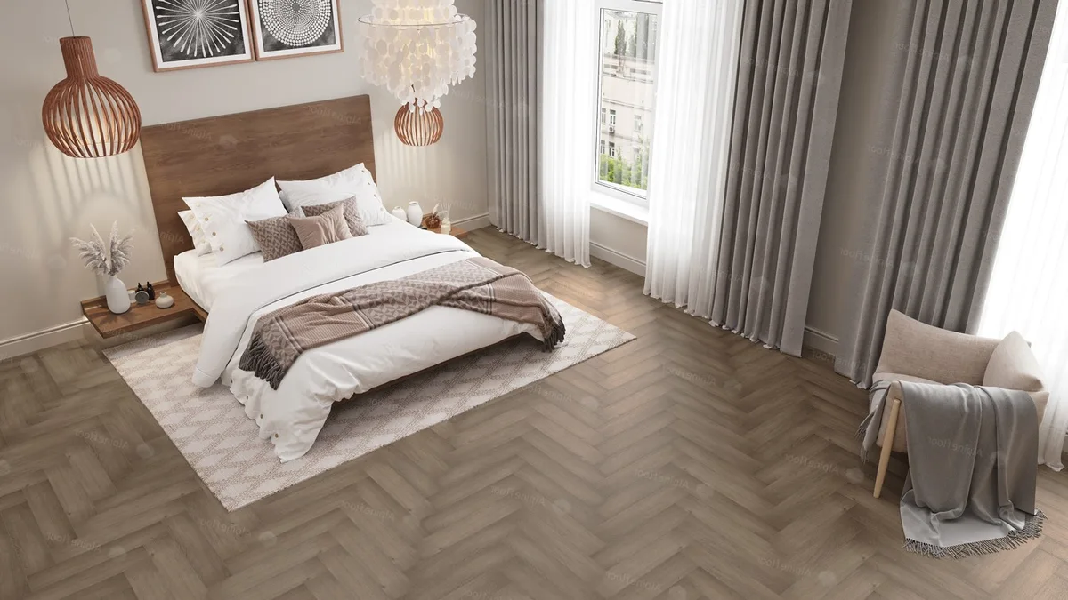 Кварцвиниловая плитка Alpine Floor клеевая Parquet LVT Дуб Насыщенный ECO 16-7 венгерская елка 590×118×2,5