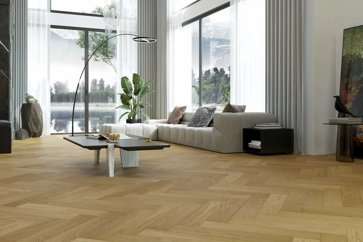 Композитная паркетная доска Quartz Parquet Елка Дуб медовый раф 33-463 венгерская елка 635×127×5