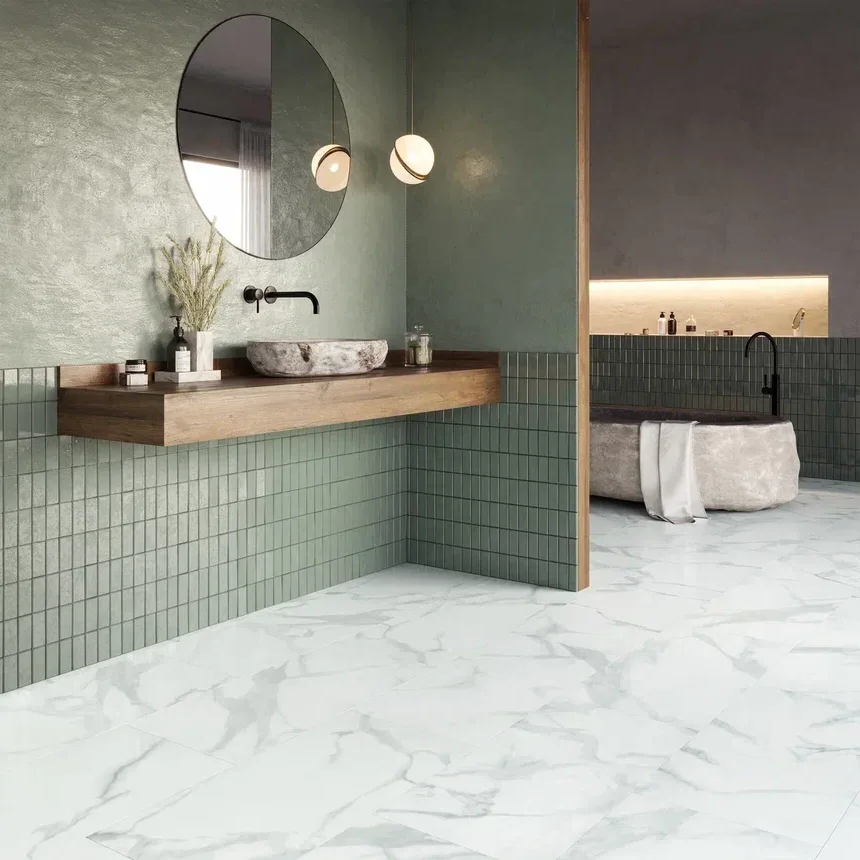 Кварцвиниловый SPC ламинат Invictus Primus Tile Pure Marble Snow 907×450×4