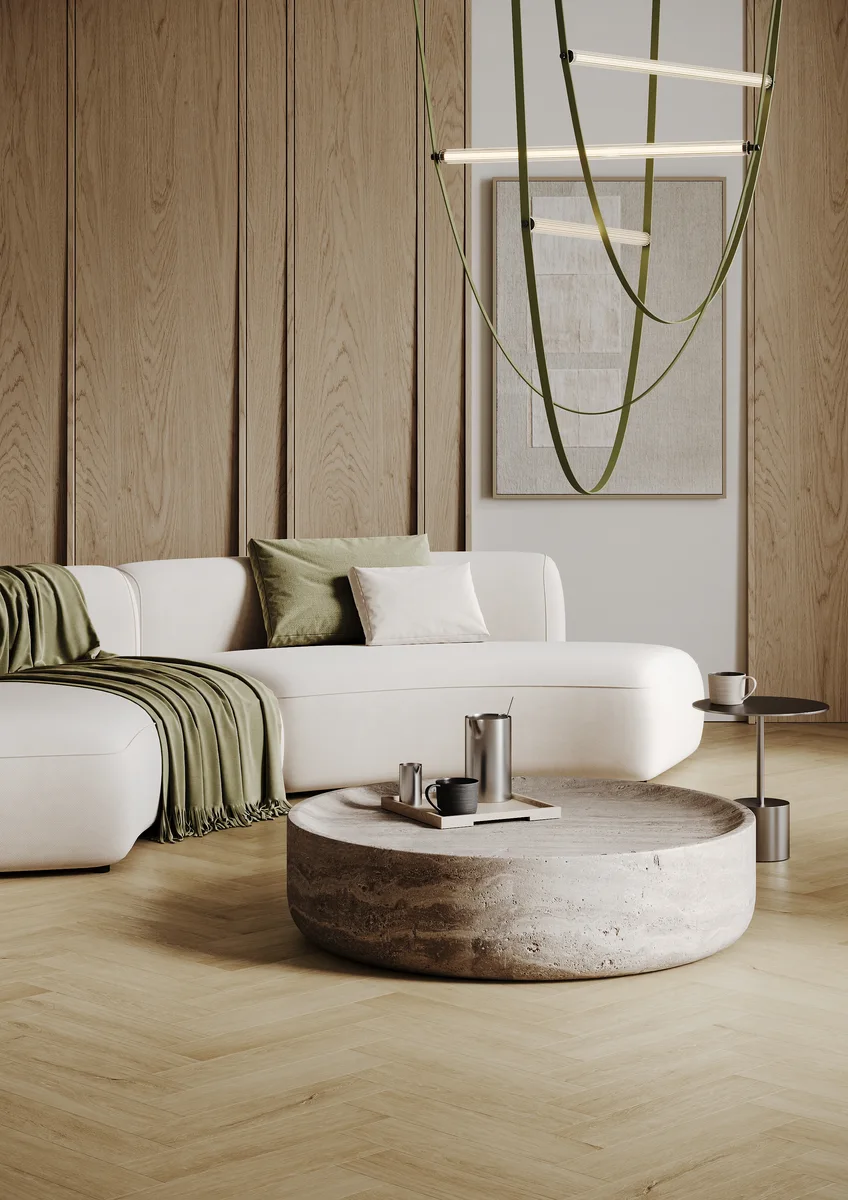 Кварцвиниловый SPC ламинат Home Expert Parquet Design Дуб Капучино 44-5014-5 венгерская елка 400×100×4,5