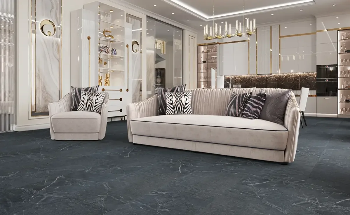 Кварцвиниловая плитка Vinilam клеевая Ceramo Stone Glue Ионический Мрамор 91909 950×475×2,5