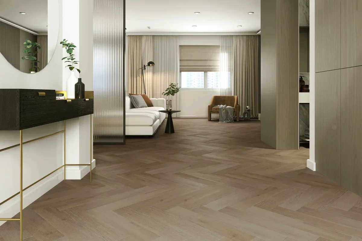 Кварцвиниловый SPC ламинат Home Expert Parquet Дуб Ливингстон 33-3009 венгерская елка 615×123×3,5