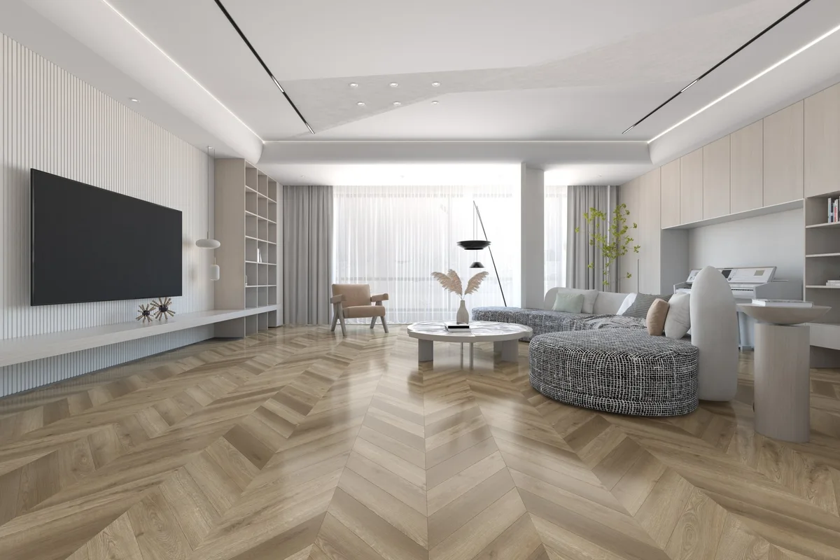 Кварцвиниловый SPC ламинат Damy Floor Chevron Сен-Жермен DF05-Ch французская елка 600×127×5