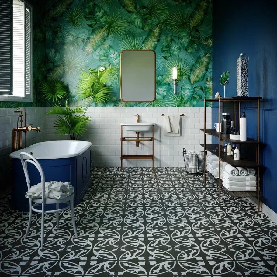 Кварцвиниловая плитка Invictus клеевая Maximus Tile Victorian Deco Charcoal 229×229×2,5