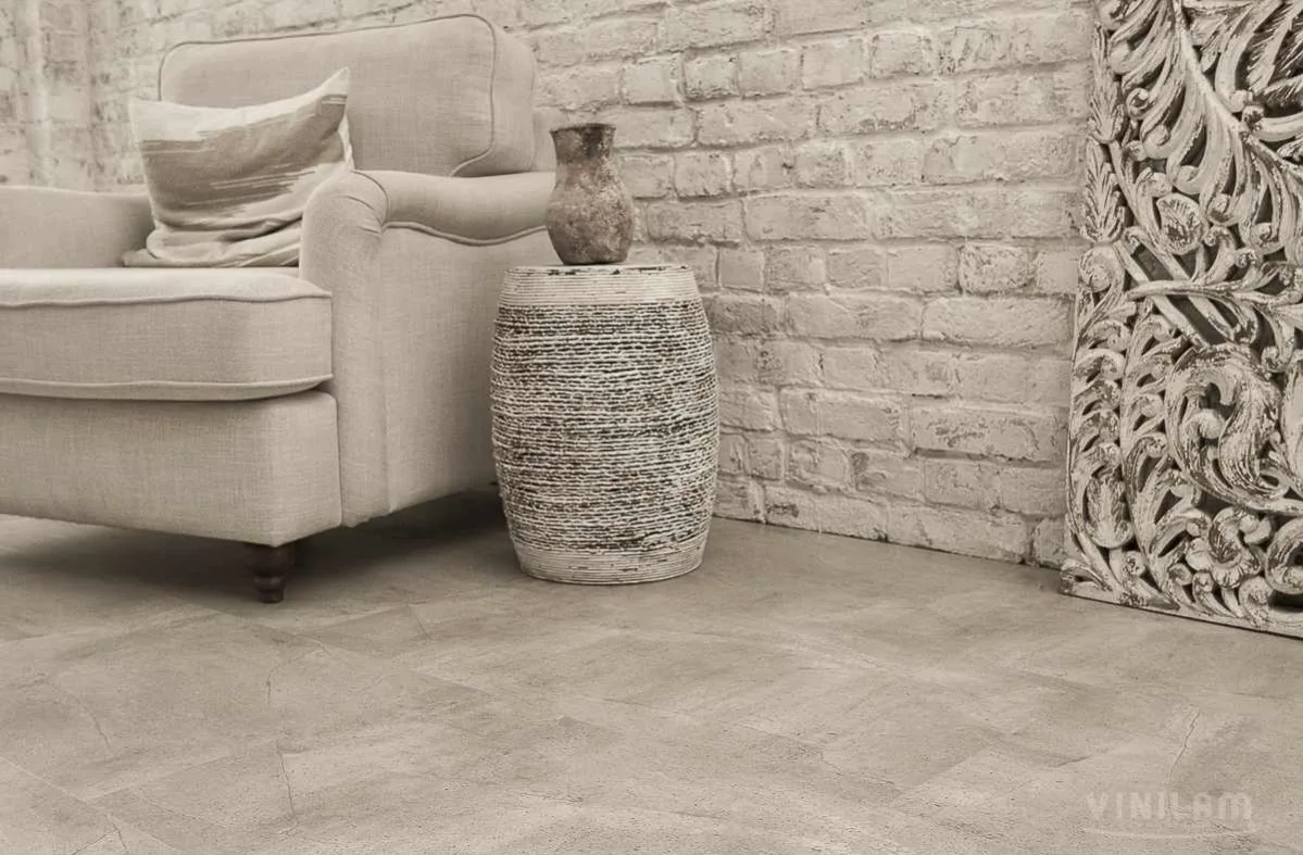 Кварцвиниловая плитка Vinilam клеевая Ceramo Stone Glue Бетонная смесь 61603 950×480×2,5