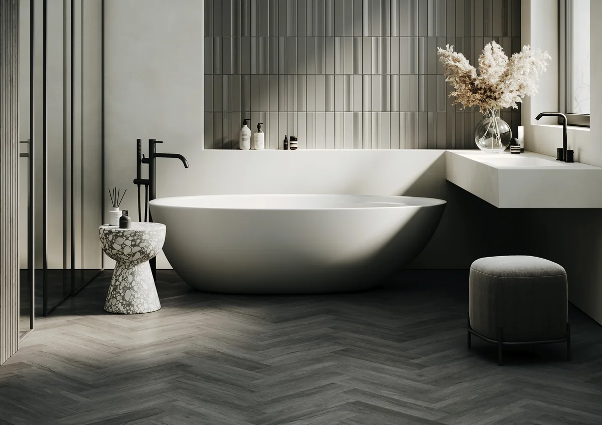Кварцвиниловый SPC ламинат Home Expert Parquet Design Дуб Меланж 44-5001-5 венгерская елка 400×100×4,5