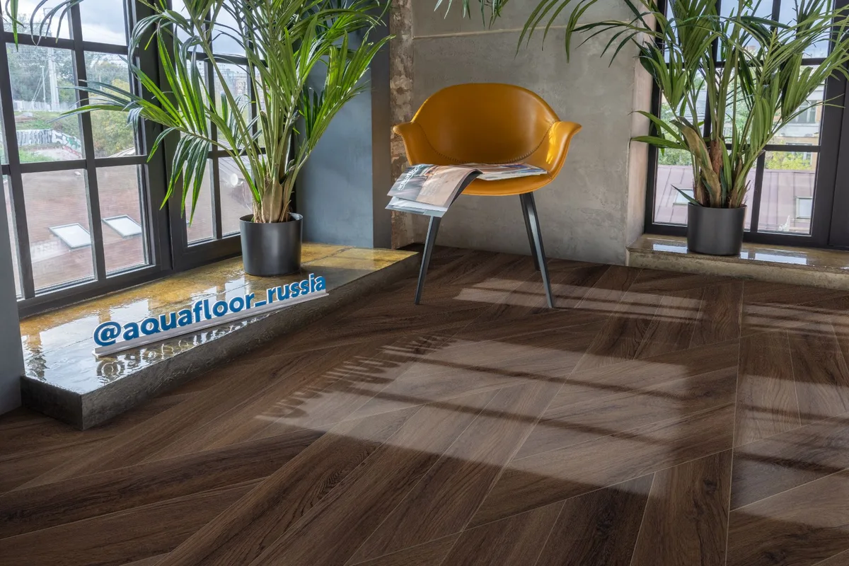 Кварцвиниловая плитка Aquafloor клеевая Parquet Chevron Glue AF2559PGCh 553,7×130,5×2,5