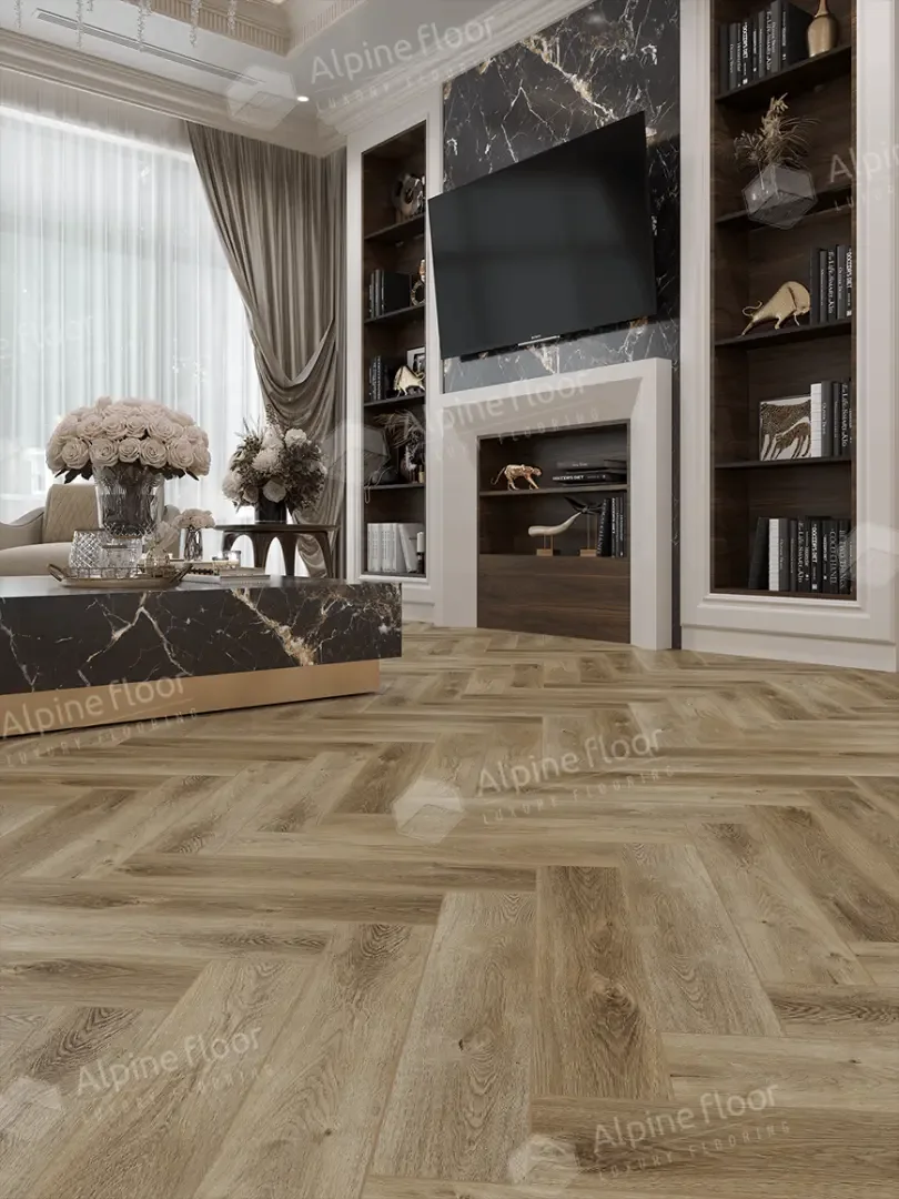 Кварцвиниловая плитка Alpine Floor клеевая Parquet LVT Дуб Целата ЕCО 16-35 венгерская елка 590×118×2,5