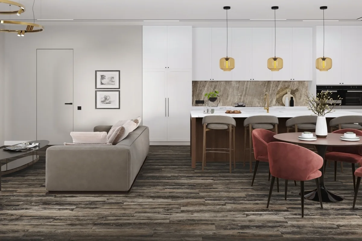 Кварцвиниловый SPC ламинат Damy Floor Family Дуб Рустикальный Черный TCM369-7 1220×180×4
