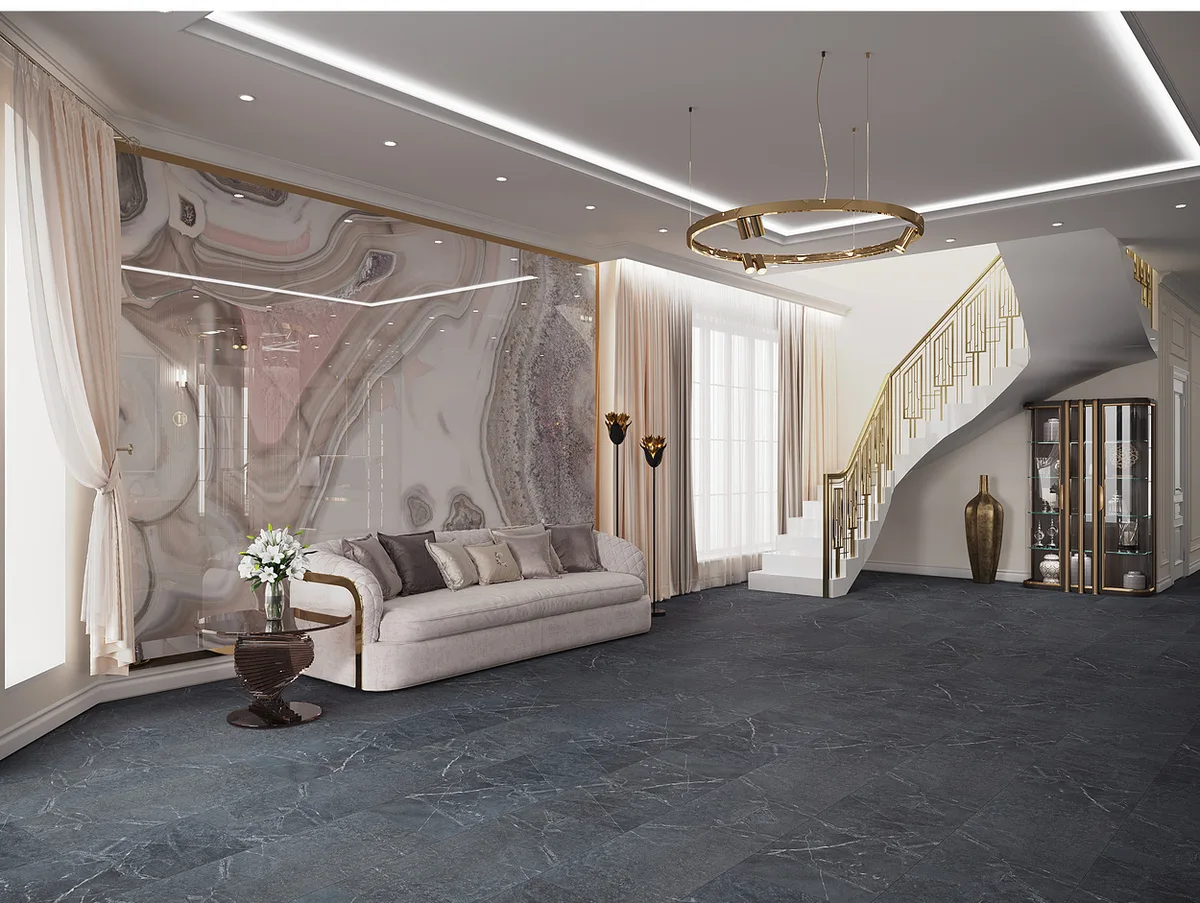 Кварцвиниловый SPC ламинат Vinilam Ceramo Stone Ионический Мрамор 91909 940×470×8