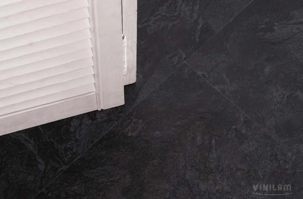 Кварцвиниловая плитка Vinilam клеевая Ceramo Stone Glue Сланцевый Черный 61607 950×475×2,5