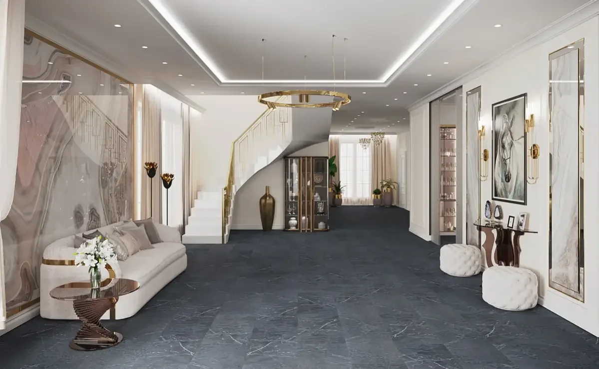 Кварцвиниловая плитка Vinilam клеевая Ceramo Stone Glue Ионический Мрамор 91909 950×475×2,5
