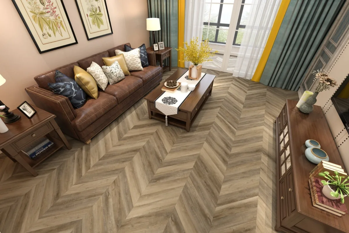 Кварцвиниловая плитка Damy Floor клеевая Chevron LVT Амбуаз DF06-Ch-LVT французская елка 600×127×2,5