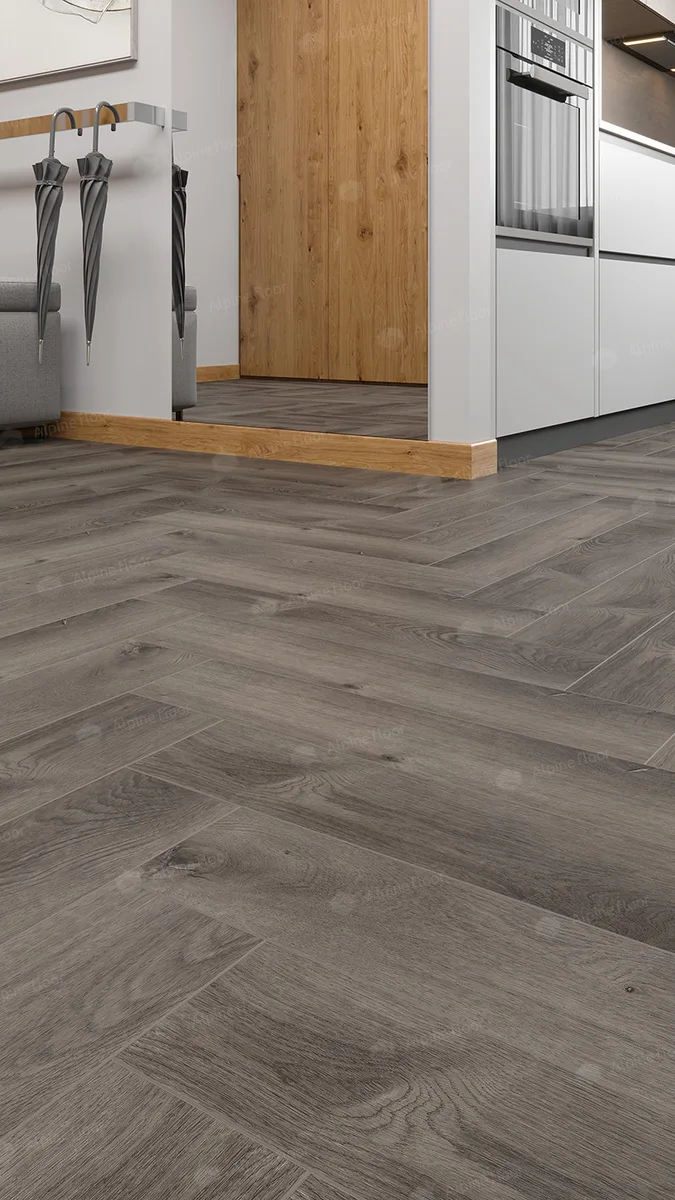 Кварцвиниловый SPC ламинат Alpine Floor Parquet Light Дуб Мерга ECO 13-13 венгерская елка 600×125×4