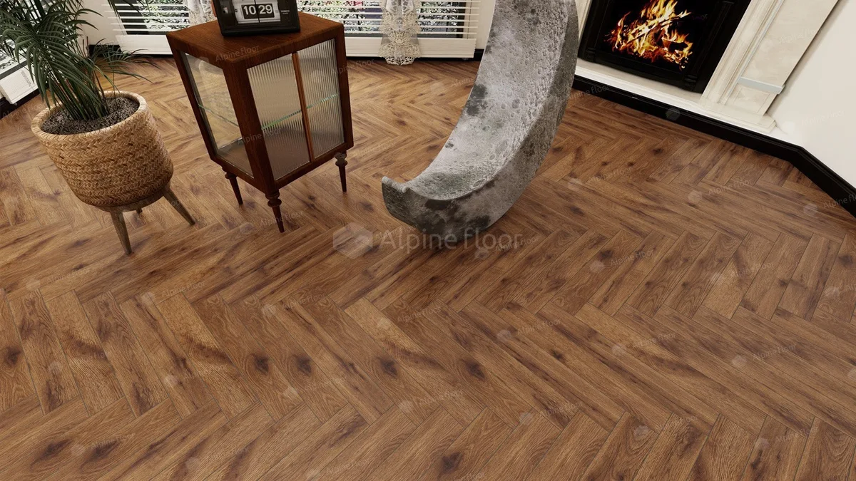 Ламинат Alpine Floor Herringbone 12 Дуб Умбрия LF105-11 венгерская елка 600×100×12