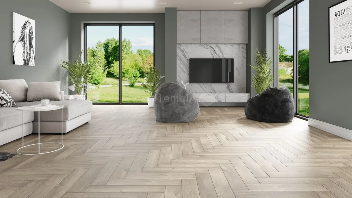 Кварцвиниловый SPC ламинат Alpine Floor Parquet Light Дуб Натуральный отбеленный ECO 13-5 венгерская елка 600×125×4