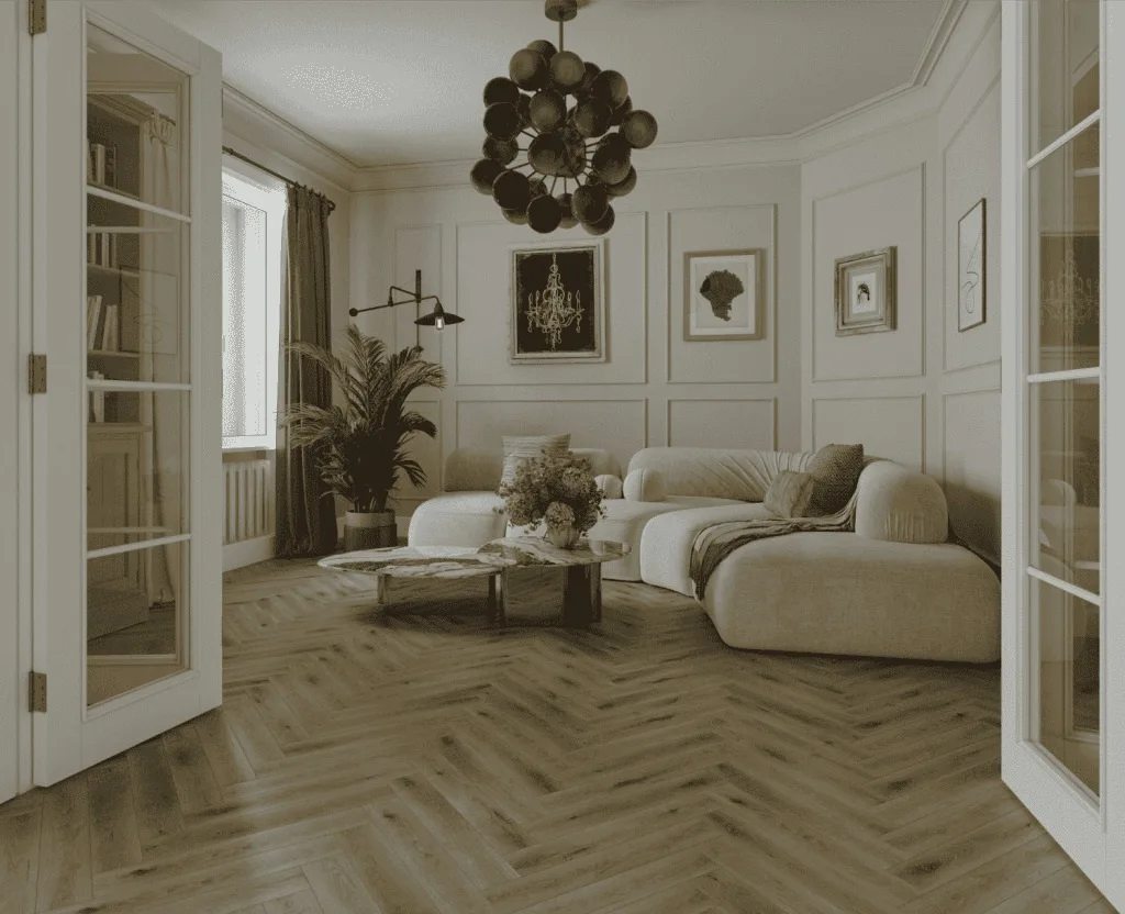 Ламинат Norland Herringbone Elegant Strong Дуб Элла LF304-41 венгерская елка 600×100×12