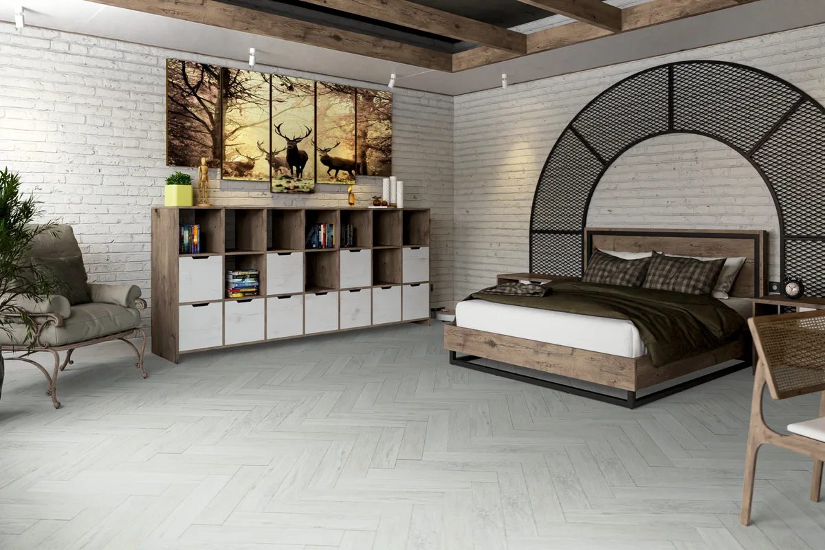 Кварцвиниловая плитка Damy Floor клеевая London LVT Кардифф 191023EL-05-LVT венгерская елка 590×118×2,5