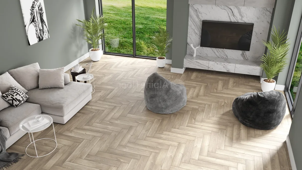 Кварцвиниловый SPC ламинат Alpine Floor Parquet Light Дуб Натуральный отбеленный ECO 13-5 венгерская елка 600×125×4