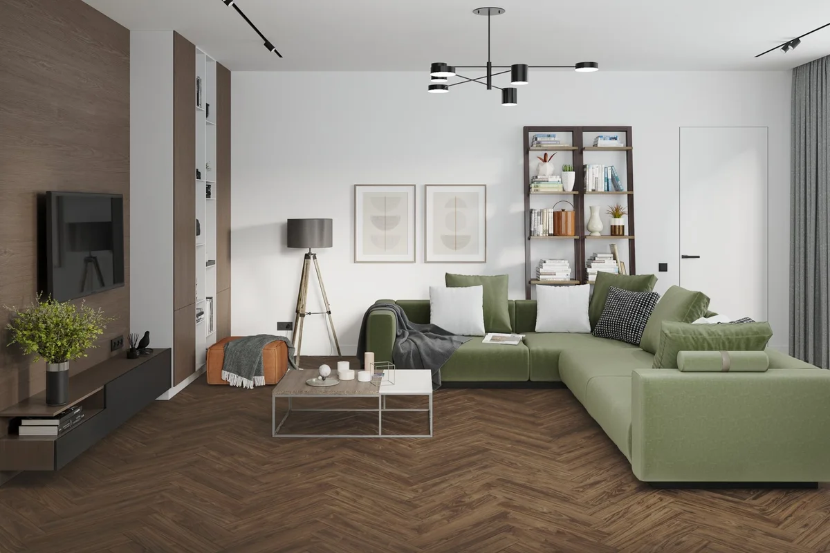 Кварцвиниловый SPC ламинат Damy Floor London Дерби 0036-1 венгерская елка 615×123×4