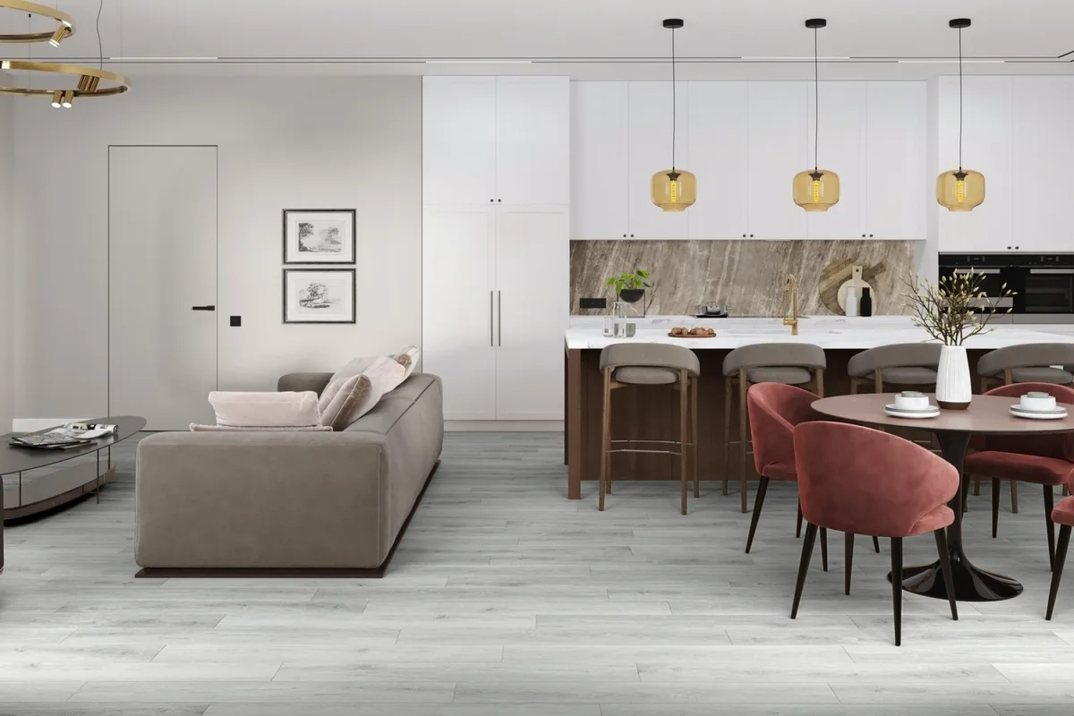 Кварцвиниловый SPC ламинат Damy Floor Family Дуб Альпийский 1536-2 1220×180×4