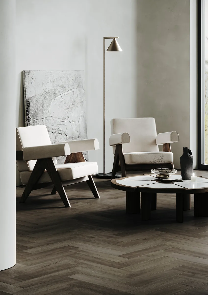 Кварцвиниловый SPC ламинат Home Expert Parquet Design Дуб Макиато 44-5001-3 венгерская елка 400×100×4,5