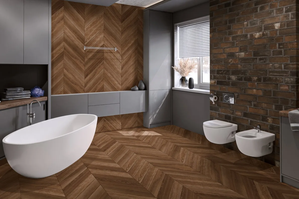 Кварцвиниловый SPC ламинат Damy Floor Chevron Шайо DF07-Ch французская елка 600×127×5