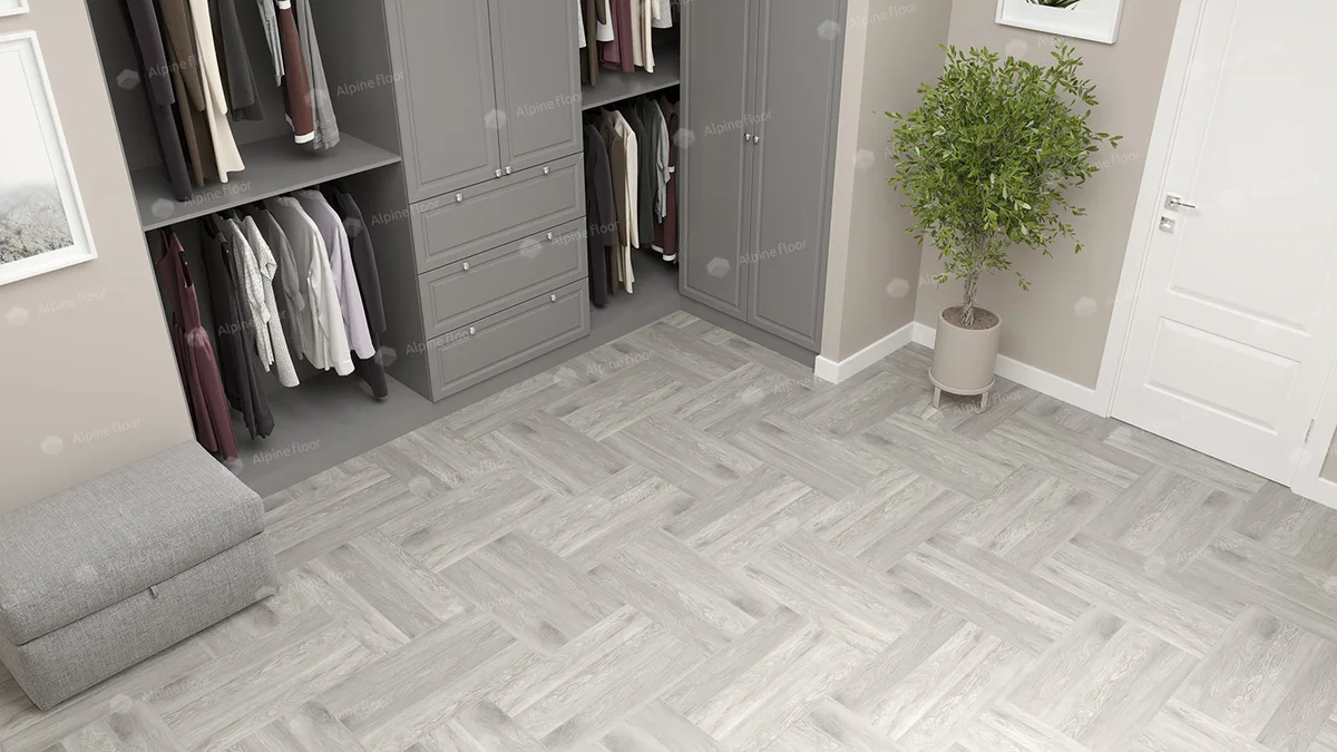Кварцвиниловая плитка Alpine Floor клеевая Parquet LVT Дуб Полис ECO 16-21 венгерская елка 590×118×2,5