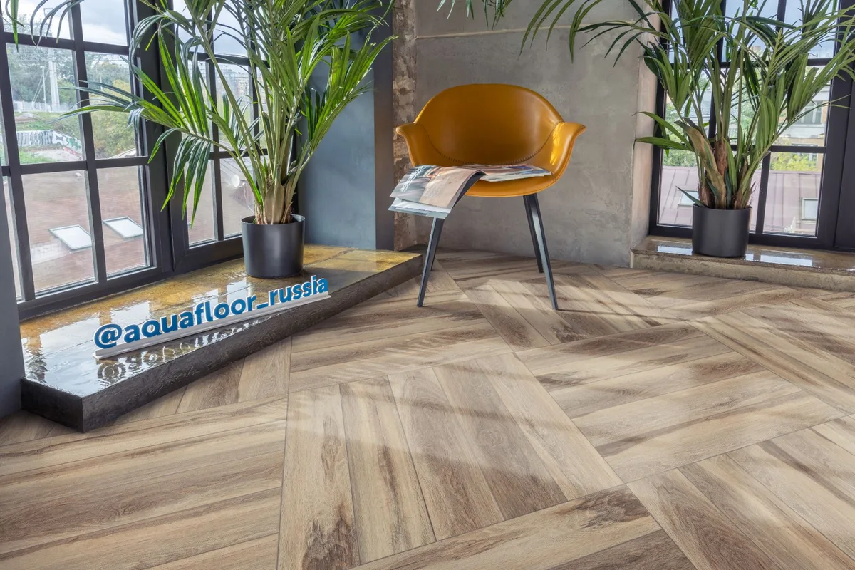 Кварцвиниловый SPC ламинат Aquafloor Space Parquet Light AF4502PQL венгерская елка 610×122×4,5