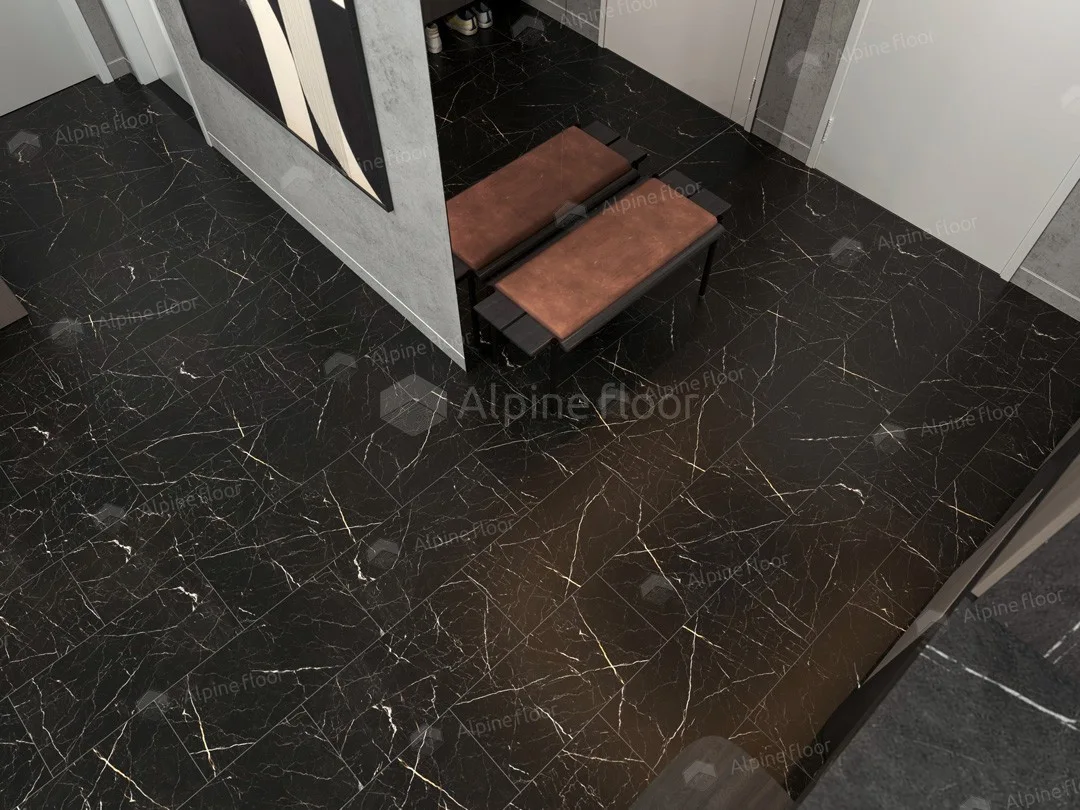 Кварцвиниловая плитка Alpine Floor клеевая Light Stone Неро ЕCО 15-21 608×303×2,5