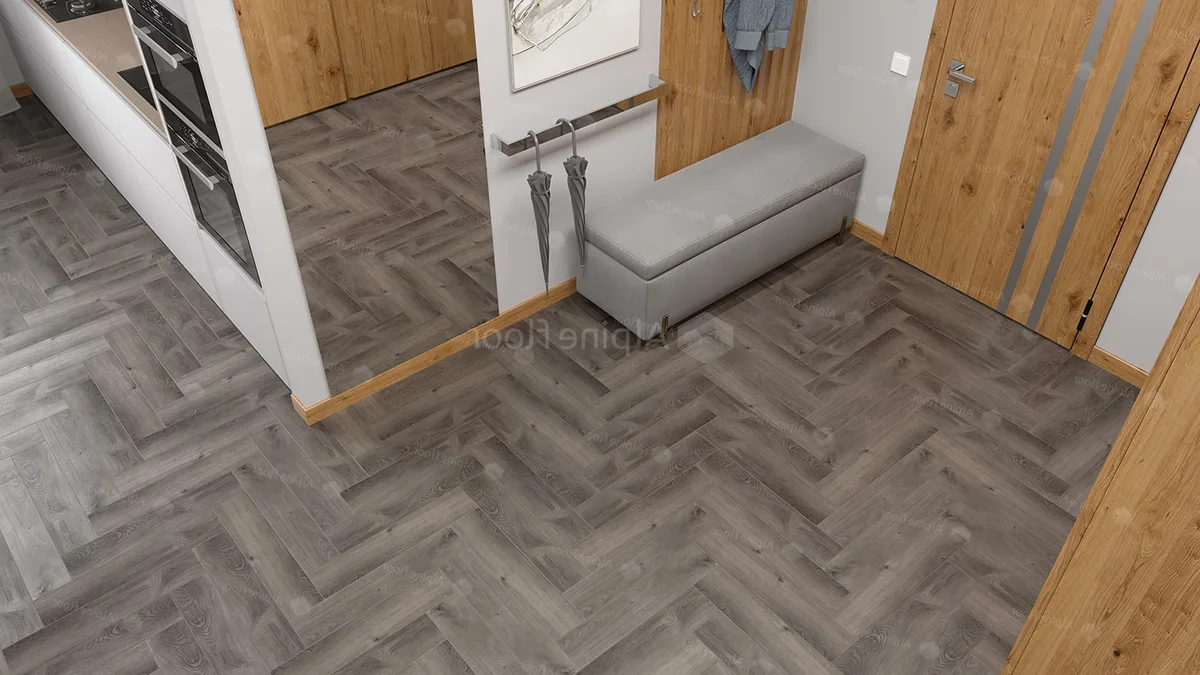 Кварцвиниловый SPC ламинат Alpine Floor Parquet Light Дуб Мерга ECO 13-13 венгерская елка 600×125×4