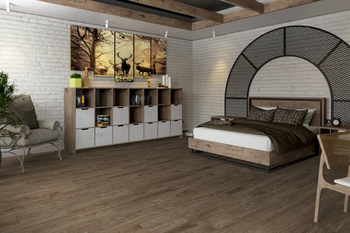 Кварцвиниловая плитка Damy Floor клеевая Family LVT Орех Американский 0036-3-LVT 1227×187×2,5