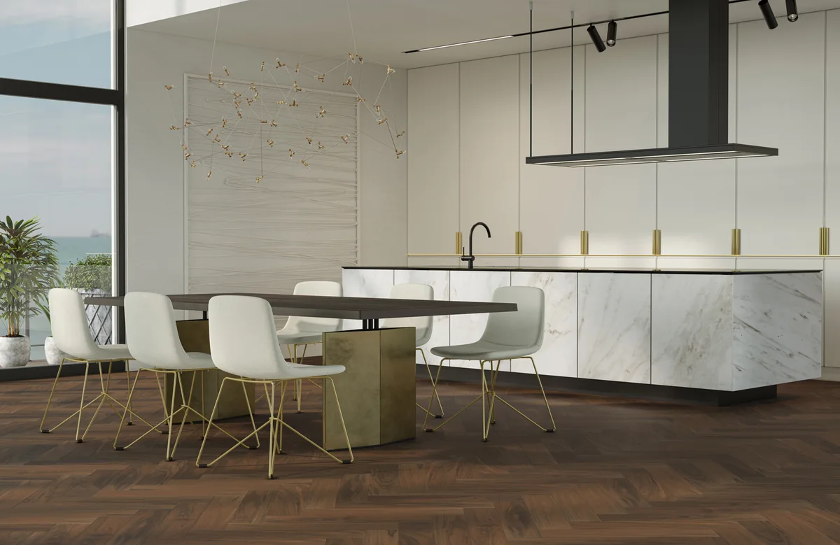 Композитная паркетная доска Quartz Parquet Елка Орех американский 33-400-29 венгерская елка 635×127×5